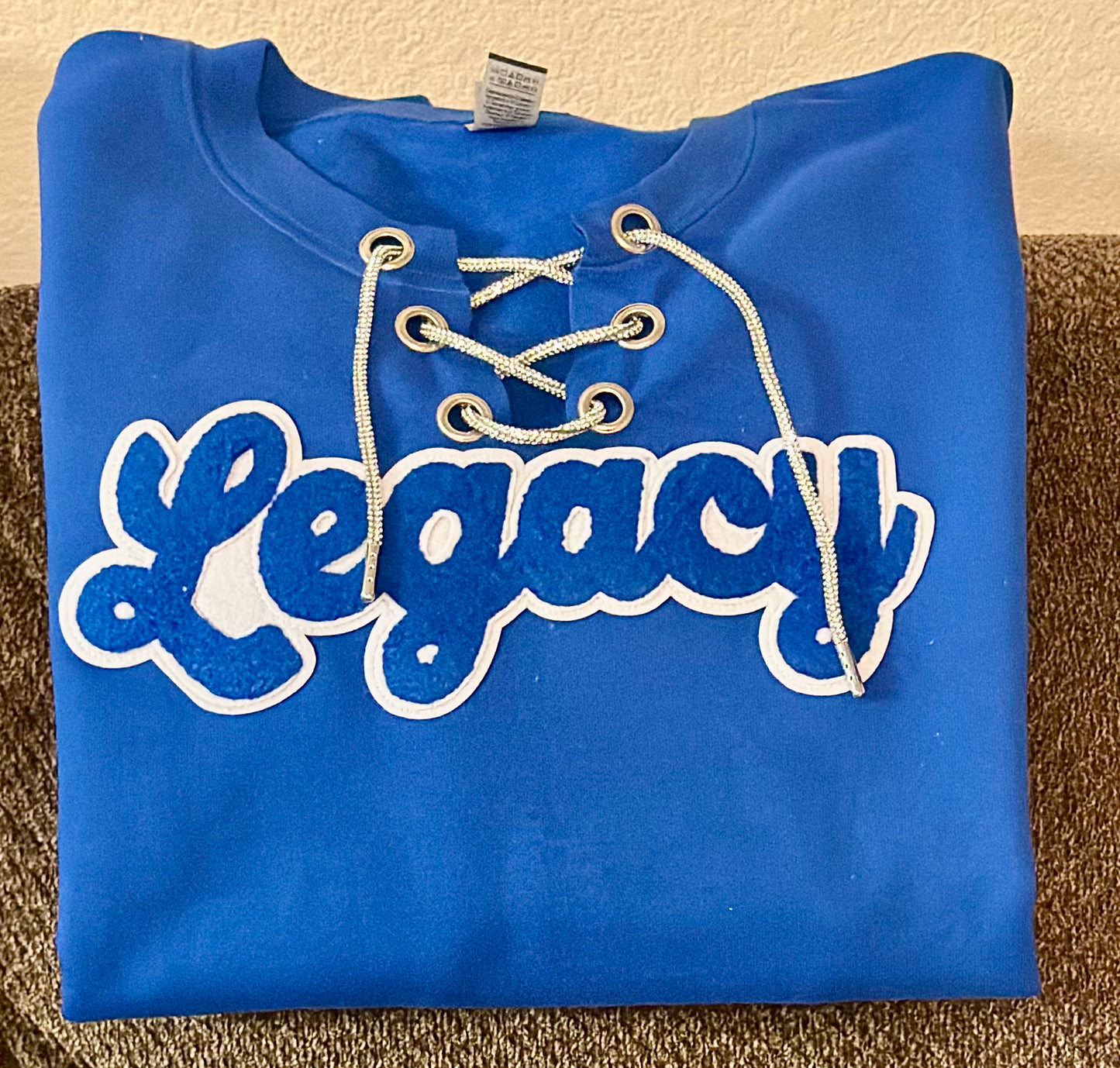 Zeta Chenille Legacy Sweatshirt Rhinestoned Laced