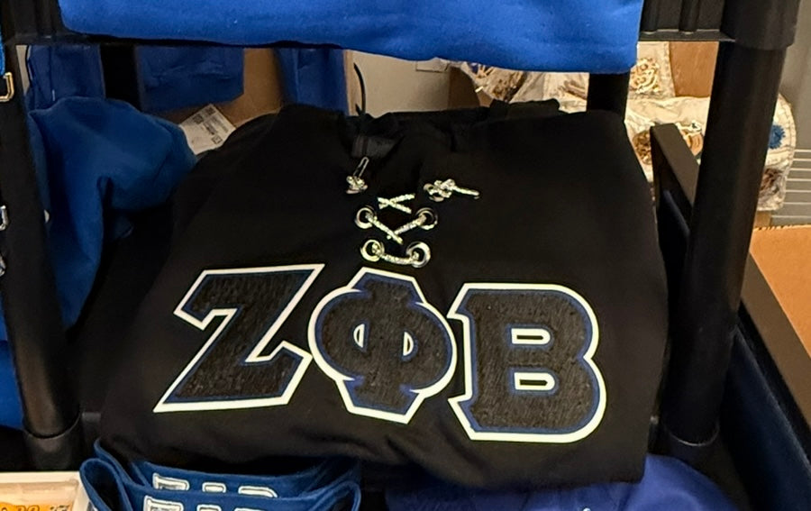 Zeta Chenille Blackout Lettered Crew Sweatshirt