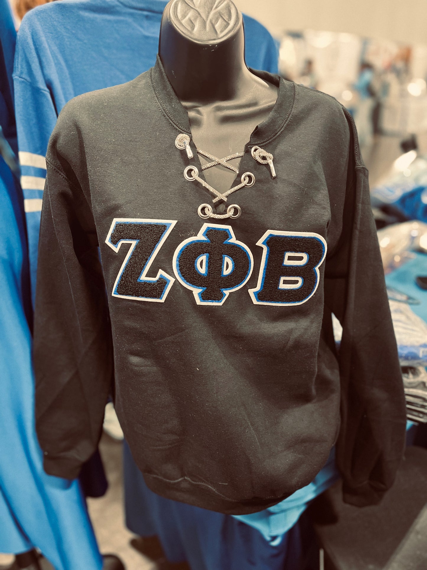 Zeta Chenille Blackout Lettered Crew Sweatshirt